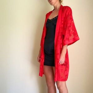 LA Intimates Red Floral Robe